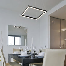 Load image into Gallery viewer, Integrated LED Pendant Light Square Height Adjustable Chandelier in Black

