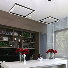 Load image into Gallery viewer, Integrated LED Pendant Light Square Height Adjustable Chandelier in Black
