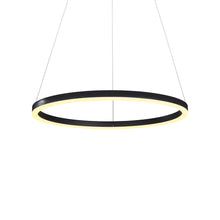 Load image into Gallery viewer, Integrated LED Pendant Light Height Adjustable Circular Chandelier in Black
