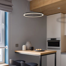 Load image into Gallery viewer, Integrated LED Pendant Light Height Adjustable Circular Chandelier in Black
