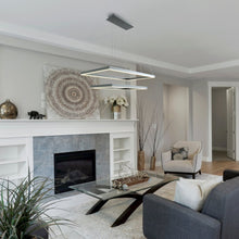 Load image into Gallery viewer, Integrated LED Chandelier Height Adjustable Two-Tier Pendant Light in Silver
