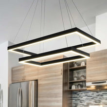 Load image into Gallery viewer, Integrated LED Chandelier Height Adjustable Two-Tier Pendant Light in Black
