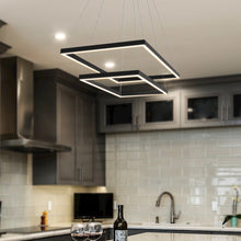 Load image into Gallery viewer, Integrated LED Chandelier Height Adjustable Two-Tier Pendant Light in Black
