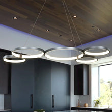 Load image into Gallery viewer, Integrated LED Chandelier Height Adjustable Multi-Ring Pendant Light in Silver
