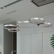 Load image into Gallery viewer, Integrated LED Chandelier Height Adjustable Multi-Ring Pendant Light in Silver
