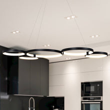 Load image into Gallery viewer, Integrated LED Chandelier Height Adjustable Multi-Ring Pendant Light in Black
