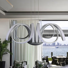 Load image into Gallery viewer, Integrated LED Chandelier Height Adjustable Flower-Petal Pendant Light in Silver
