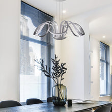 Load image into Gallery viewer, Integrated LED Chandelier Height Adjustable Flower-Petal Pendant Light in Silver
