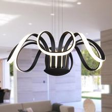 Load image into Gallery viewer, Integrated LED Chandelier Height Adjustable Flower-Petal Pendant Light in Black

