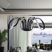 Load image into Gallery viewer, Integrated LED Chandelier Height Adjustable Flower-Petal Pendant Light in Black
