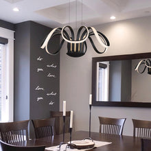 Load image into Gallery viewer, Integrated LED Chandelier Height Adjustable Flower-Petal Pendant Light in Black
