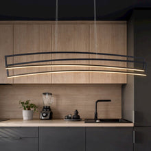 Load image into Gallery viewer, Integrated LED Pendant Light Height Adjustable Linear Chandelier in Black
