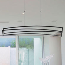 Load image into Gallery viewer, Integrated LED Pendant Light Height Adjustable Linear Chandelier in Black
