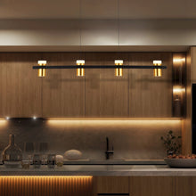 Load image into Gallery viewer, 4-Light Pendant Lighting Height Adjustable Integrated LED Black Chandelier
