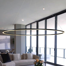 Load image into Gallery viewer, Integrated LED Chandelier Height Adjustable Circular Pendant Light in Black
