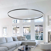 Load image into Gallery viewer, Integrated LED Chandelier Height Adjustable Circular Pendant Light in Black
