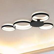 Load image into Gallery viewer, Integrated LED Ceiling Lighting Modern Multi-Ring Semi Flush in Black
