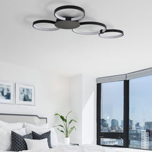 Load image into Gallery viewer, Integrated LED Ceiling Lighting Modern Multi-Ring Semi Flush in Black
