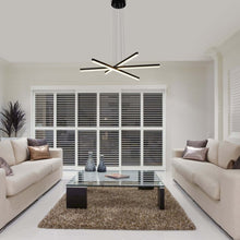 Load image into Gallery viewer, 3-Light Integrated LED Pendant Lighting Height Adjustable Chandelier in Black
