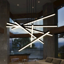 Load image into Gallery viewer, 6-Light Integrated LED Pendant Lighting Height Adjustable Chandelier in Black
