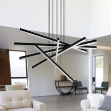 Load image into Gallery viewer, 6-Light Integrated LED Pendant Lighting Height Adjustable Chandelier in Black
