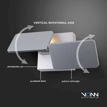Load image into Gallery viewer, Rotative Up-Down Integrated LED Wall Sconce Light in Silver
