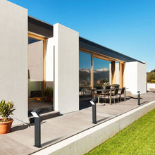Load image into Gallery viewer, Modern 17-Watt Integrated LED Outdoor Bollard in Matte Black
