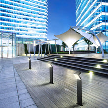 Load image into Gallery viewer, Modern 17-Watt Integrated LED Outdoor Bollard in Matte Black
