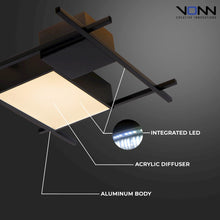 Load image into Gallery viewer, Integrated LED Ceiling Lighting Rectangular Semi Flush in Black
