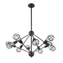 Load image into Gallery viewer, Multi-Pivoting-Arm Chandelier Lighting with LED Filament Bulbs in Matt Black

