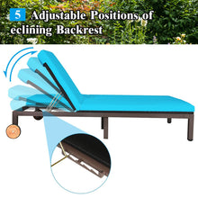 Load image into Gallery viewer, 2-Person Patio Rattan Lounge Chair with Adjustable Backrest-Turquoise
