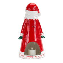 Load image into Gallery viewer, Ceramic Santa Tea Light Holder 10.25"H
