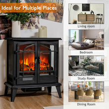 Load image into Gallery viewer, 25 Inch Freestanding Electric Fireplace Heater with Realistic Flame effect-Black
