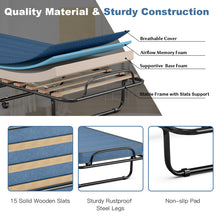 Load image into Gallery viewer, Portable Folding Bed with Foam Mattress and Sturdy Metal Frame Made in Italy-Navy

