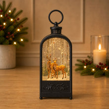 Load image into Gallery viewer, LED Snow Globe Lantern with Forest Deer 9.5"H

