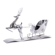 Load image into Gallery viewer, Hammered Metal Reindeer with Sleigh 25.5"L

