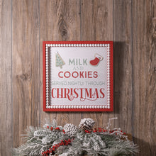 Load image into Gallery viewer, Framed Milk and Cookies Wall Sign 15"SQ
