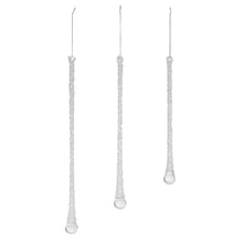 Load image into Gallery viewer, Clear Beaded Glass Icicle Drop Ornament (Set of 6)
