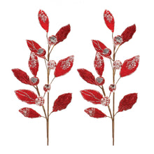 Load image into Gallery viewer, Beaded Red Leaf Stem (Set of 2)

