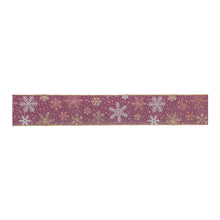 Load image into Gallery viewer, Mauve and Glitter Snowflake Wired Ribbon 2.5" x 10yds.
