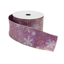 Load image into Gallery viewer, Mauve and Glitter Snowflake Wired Ribbon 2.5" x 10yds.
