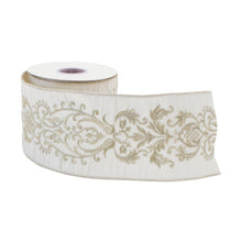 Load image into Gallery viewer, Ornate White Ribbon 4" x 5 Yds.
