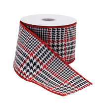 Load image into Gallery viewer, Red and Black Houndstooth Plaid Wired Ribbon 4" x 10yds
