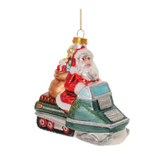 Load image into Gallery viewer, Glass Snowmobile Santa Ornament (Set of 6)
