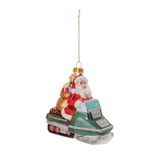 Load image into Gallery viewer, Glass Snowmobile Santa Ornament (Set of 6)
