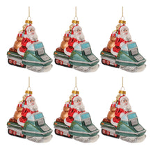 Load image into Gallery viewer, Glass Snowmobile Santa Ornament (Set of 6)
