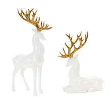 Load image into Gallery viewer, Modern Holiday Deer with Gold Antler Accent (Set of 2)
