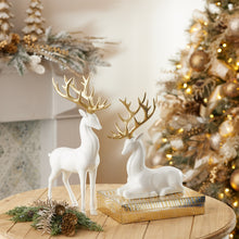 Load image into Gallery viewer, Modern Holiday Deer with Gold Antler Accent (Set of 2)
