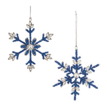 Load image into Gallery viewer, Beaded Metal Snowflake Ornament (Set of 12)
