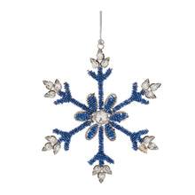 Load image into Gallery viewer, Beaded Metal Snowflake Ornament (Set of 12)
